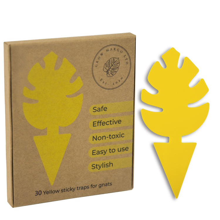 30 Pieces Pack Monstera Leaf Yellow Sticky Traps for Gnats for Indoor Houseplants